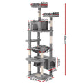 i.Pet Cat Tree 184cm Scratching Post Tower Condo House Grey