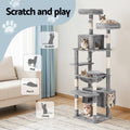 i.Pet Cat Tree 184cm Scratching Post Tower Condo House Grey