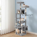 i.Pet Cat Tree 184cm Scratching Post Tower Condo House Grey