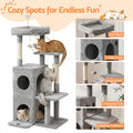 i.Pet Cat Tree 127cm Scratching Post Tower Grey Furniture