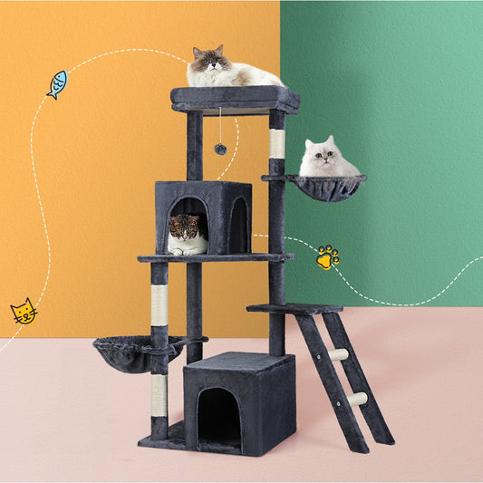 i.Pet Cat Tree Tower 138cm Grey Scratching Post Scratcher Condo