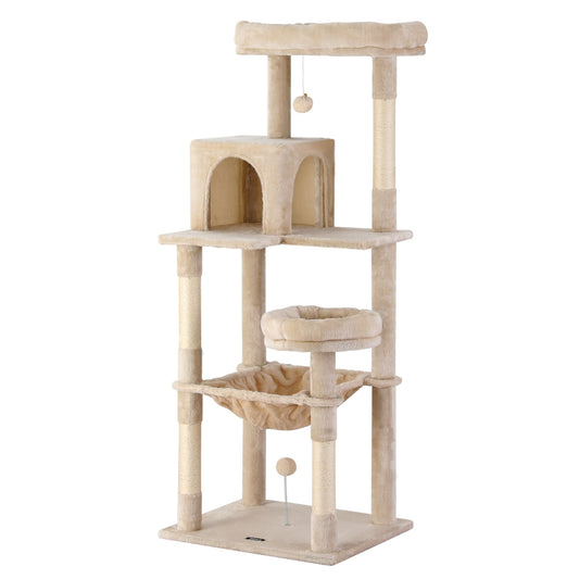 i.Pet Cat Tree 143cm Scratching Post Condo House Tower Beige