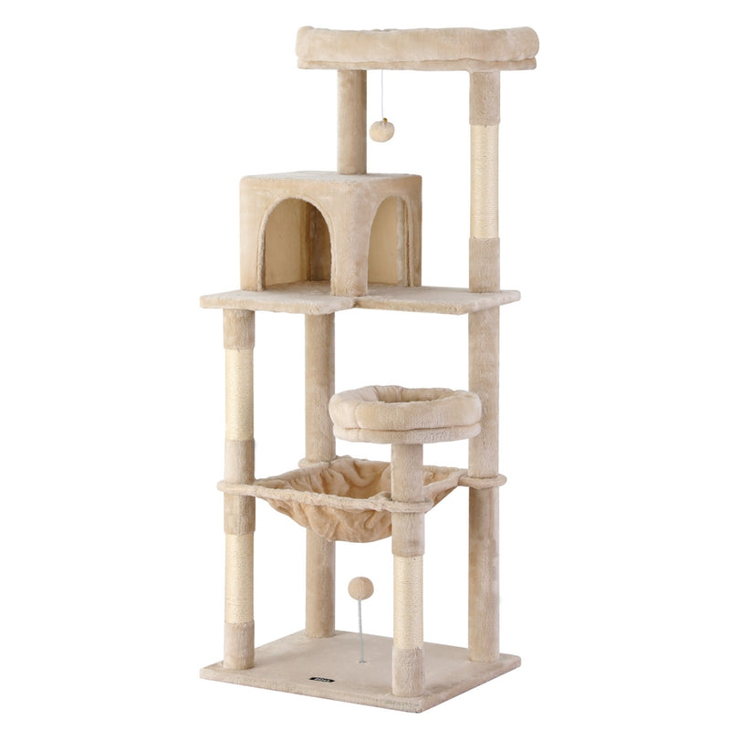 i.Pet Cat Tree 143cm Scratching Post Condo House Tower Beige