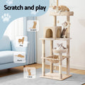 i.Pet Cat Tree 143cm Scratching Post Condo House Tower Beige