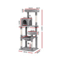 i.Pet Cat Tree 143cm Grey Scratching Post Tower Condo