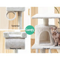 i.Pet Cat Tree 141cm Scratching Post Tower Condo House Bed Beige