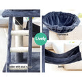 i.Pet Cat Tree 141cm Tower Scratching Post Condo Grey Wood House Bed