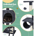 i.Pet Cat Tree 144cm Scratching Post Tower Wood Condo Bed Toys