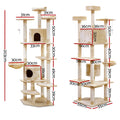 i.Pet Cat Tree 203cm Tower Scratching Post Condo House Bed Beige