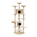 i.Pet Cat Tree 203cm Tower Scratching Post Condo House Bed Beige