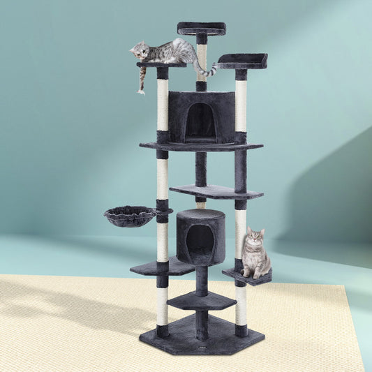 i.Pet Cat Tree 203cm Tower Scratching Post Condo House Bed Grey