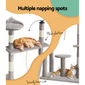 i.Pet Cat Tree 135cm Scratching Post Condo House Grey Wood Toys
