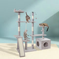 i.Pet Cat Tree 135cm Scratching Post Condo House Grey Wood Toys