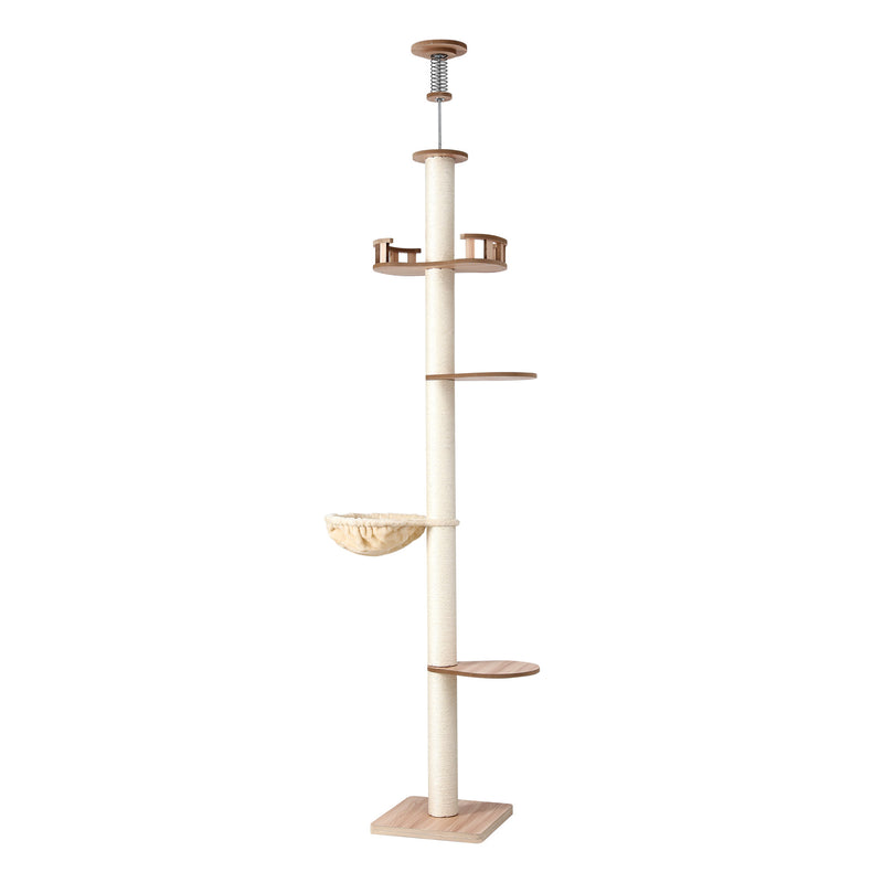i.Pet Cat Tree Tower 270cm Floor Ceiling Scratching Post Beige