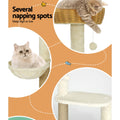 i.Pet Cat Tree 138cm Scratching Post Tower Wood Condo Rattan