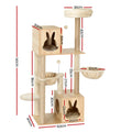 i.Pet Cat Tree 141cm Tower Scratching Post Wood Condo Bed Toys
