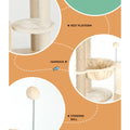 i.Pet Cat Tree 141cm Tower Scratching Post Wood Condo Bed Toys