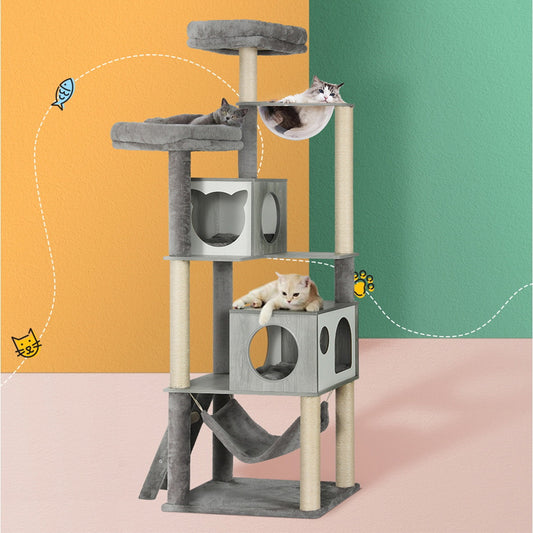 i.Pet Cat Tree 178cm Scratching Post Bed Condo Wooden Ladder Tower