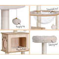 i.Pet Cat Tree 142cm Scratching Post Condo House Wood Bed