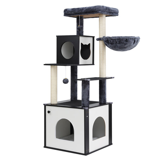 i.Pet Cat Tree Tower 144cm Scratching Post Wood Bed Condo House