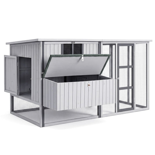 i.Pet Chicken Coop 219cm Rabbit Hutch Poultry Cage Outdoor Enclosure Wood