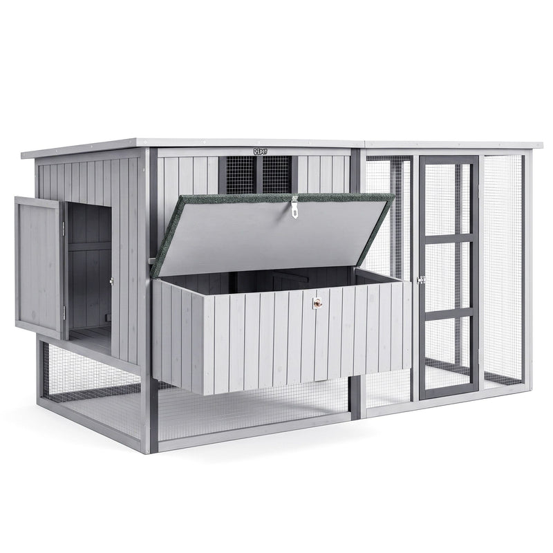 i.Pet Chicken Coop 219cm Rabbit Hutch Poultry Cage Outdoor Enclosure Wood