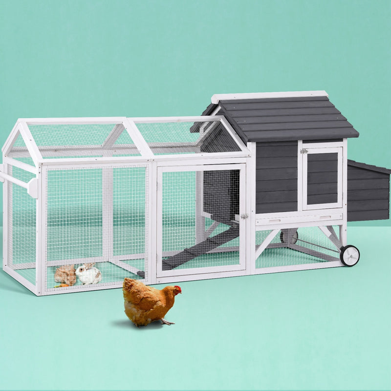 i.Pet Chicken Coop Rabbit Hutch Large Wooden Bunny Cage Outdoor