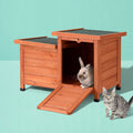 i.Pet Wooden Cat House Rabbit Hutch Outdoor Shelter Condo