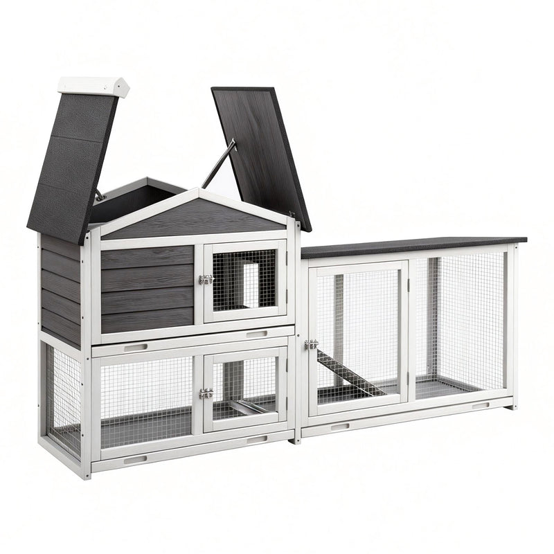 i.Pet Extra Large Wooden Chicken Coop Rabbit Hutch House With Run