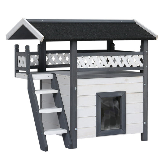 i.Pet Outdoor Cat House 77x50x73cm Wooden Shelter Rabbit Hutch