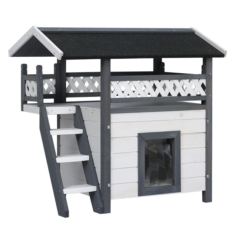 i.Pet Outdoor Cat House 77x50x73cm Wooden Shelter Rabbit Hutch