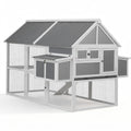 i.Pet Chicken Coop Large Outdoor Rabbit Hutch Run Grey