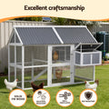i.Pet Chicken Coop Large Outdoor Rabbit Hutch Run Grey