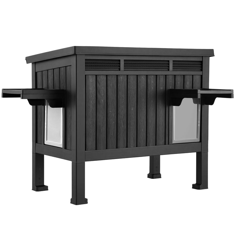 i.Pet Outdoor Cat House Pet Kennel Enclosure Cat Shelter Condo Rabbit Hutch Black