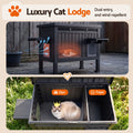 i.Pet Outdoor Cat House Pet Kennel Enclosure Cat Shelter Condo Rabbit Hutch Black