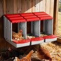 i.Pet Chicken Nesting Box 3 Hole Roll Away Egg Hutch Red