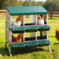 i.Pet Chicken Nesting Box 6 Holes Roll Away Metal Wall Mounted Green