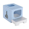 i.Pet Large Hooded Cat Litter Box Enclosed Foldable Blue w/Scoop