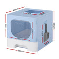 i.Pet Large Hooded Cat Litter Box Enclosed Foldable Blue w/Scoop