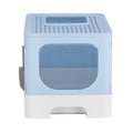 i.Pet Large Hooded Cat Litter Box Enclosed Foldable Blue w/Scoop