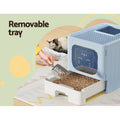 i.Pet Large Hooded Cat Litter Box Enclosed Foldable Blue w/Scoop