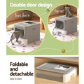 i.Pet Cat Litter Box Large Hooded Enclosed Foldable Grey