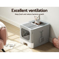i.Pet Cat Litter Box Large Hooded Enclosed Foldable Grey