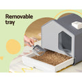 i.Pet Cat Litter Box Large Enclosed Hooded Tray Grey