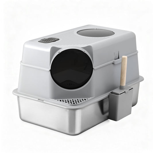 i.Pet Cat Litter Box Large Stainless Steel High Sided Odour Control