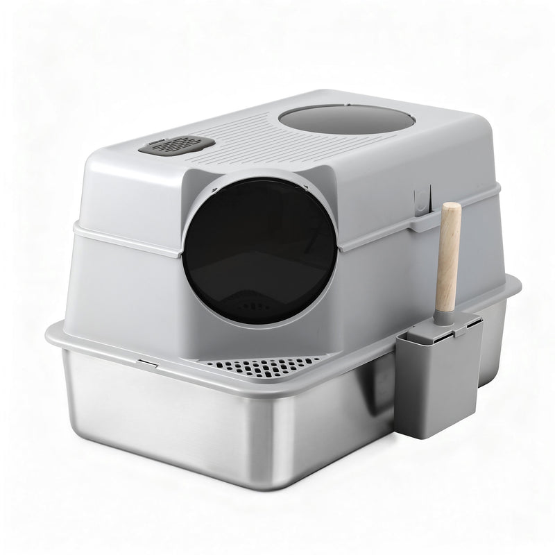 i.Pet Cat Litter Box Large Stainless Steel High Sided Odour