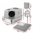 i.Pet Cat Litter Box Large Stainless Steel High Sided Odour