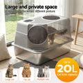 i.Pet Cat Litter Box Large Stainless Steel High Sided Odour