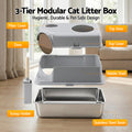 i.Pet Cat Litter Box Large Stainless Steel High Sided Odour