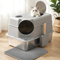 i.Pet Cat Litter Box Large Stainless Steel High Sided Odour